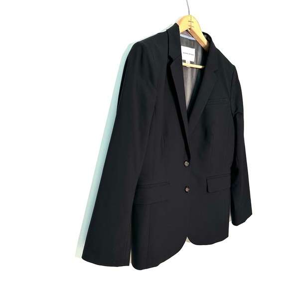 Banana Republic | Black 2 Button Closure Fitted Stretch Blazer Size 12 Petite - Picture 2 of 9